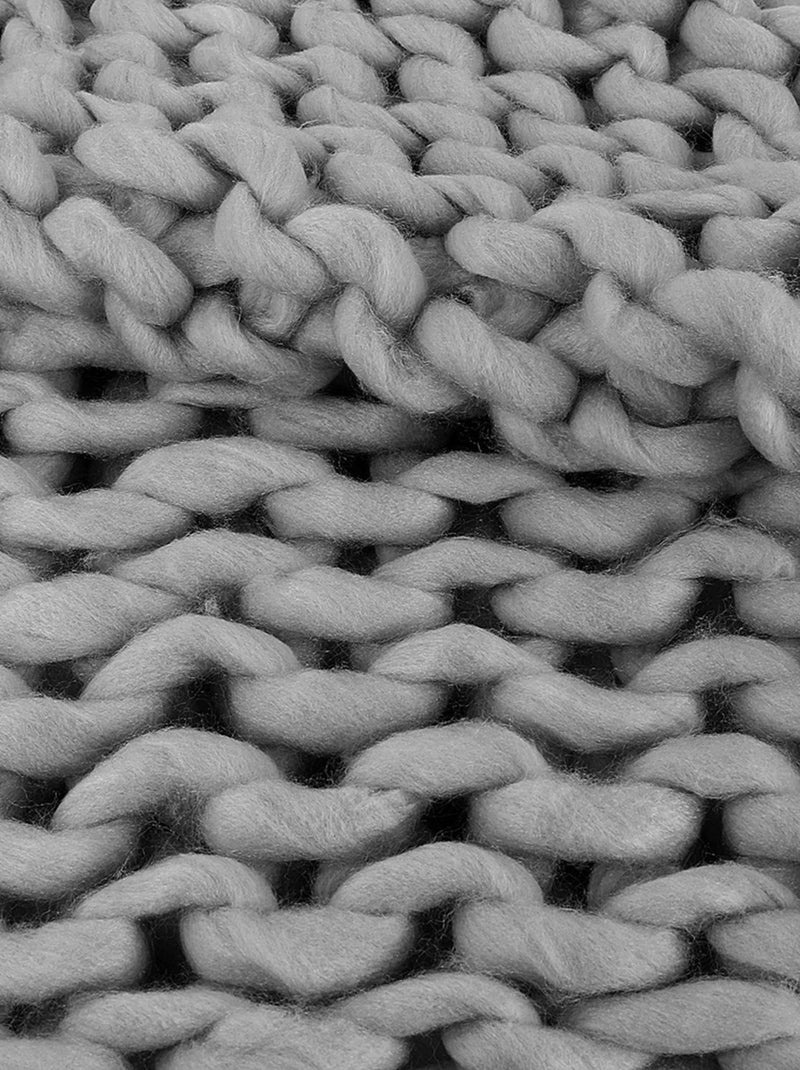 Plaid tricoté en grosse maille CHUNKY Gris - Kiabi