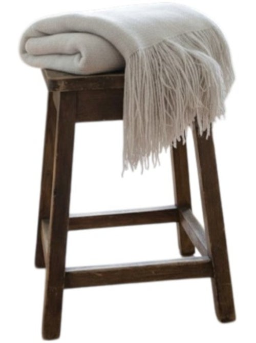 Plaid uni a franges doux et léger - Kiabi