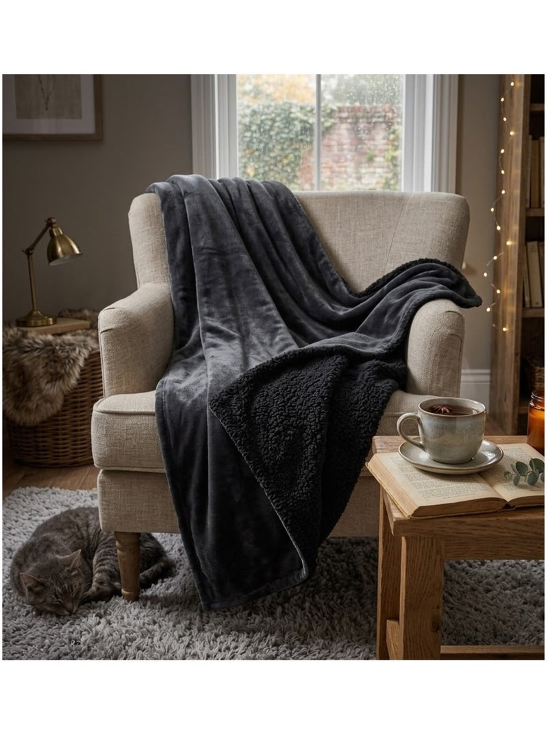 Plaid uni Collection Douillet gris anthracite - Kiabi