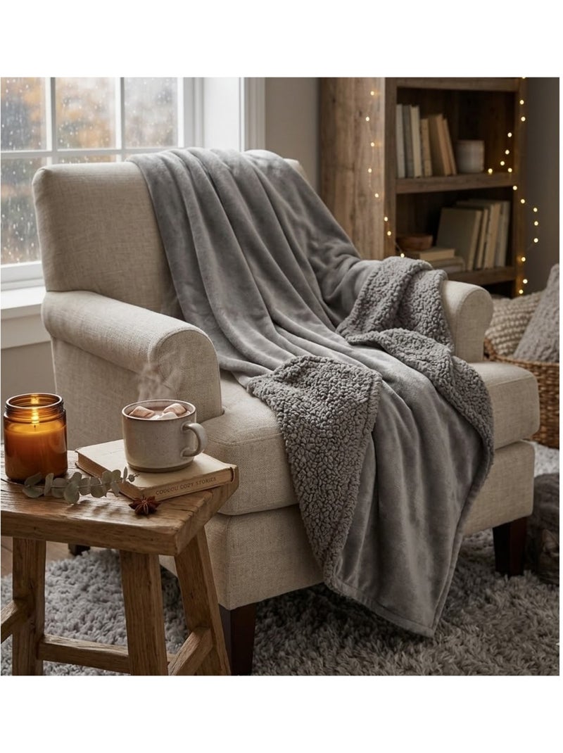 Plaid uni Collection Douillet Gris clair - Kiabi