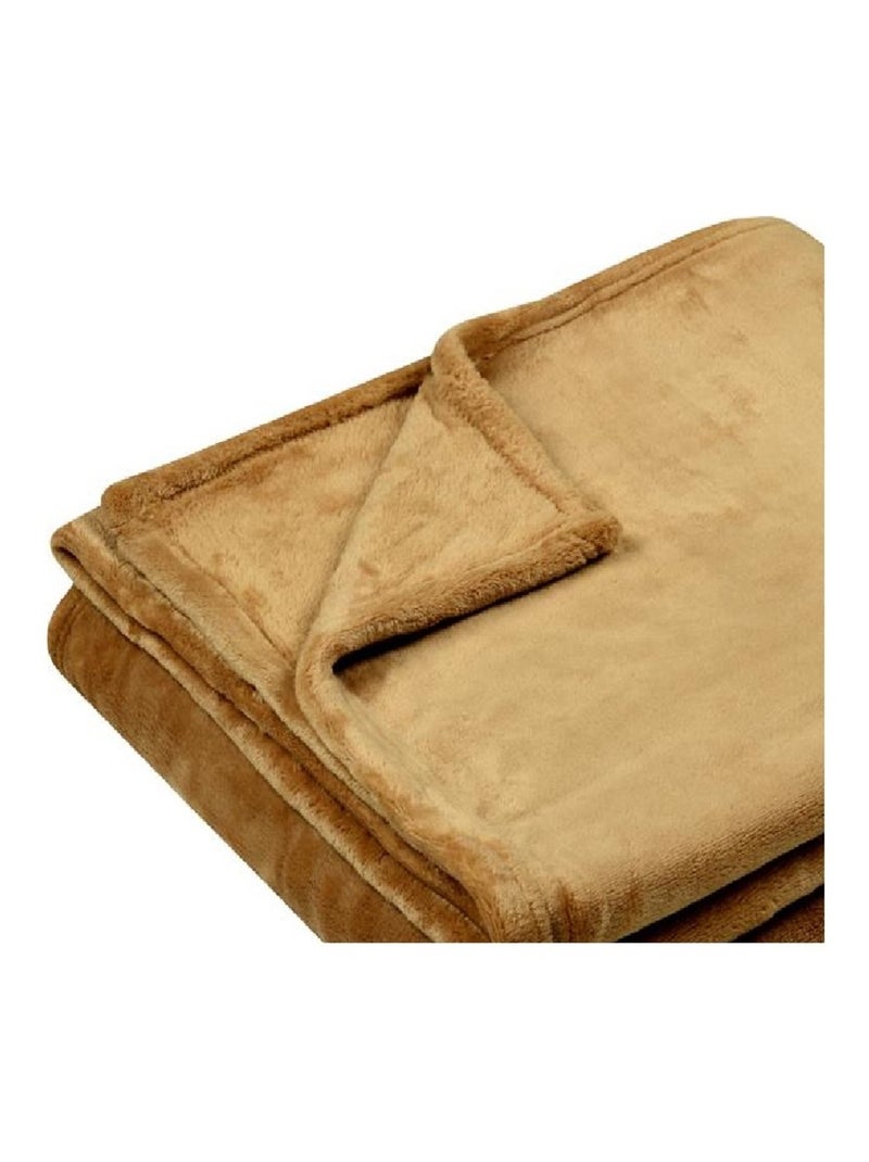 Plaid uni Doudou Camel - Kiabi