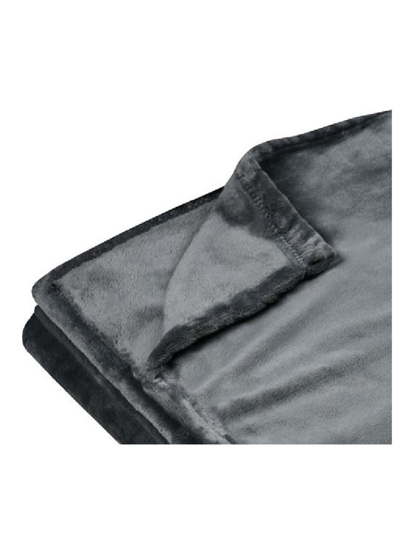 Plaid uni Doudou gris anthracite - Kiabi