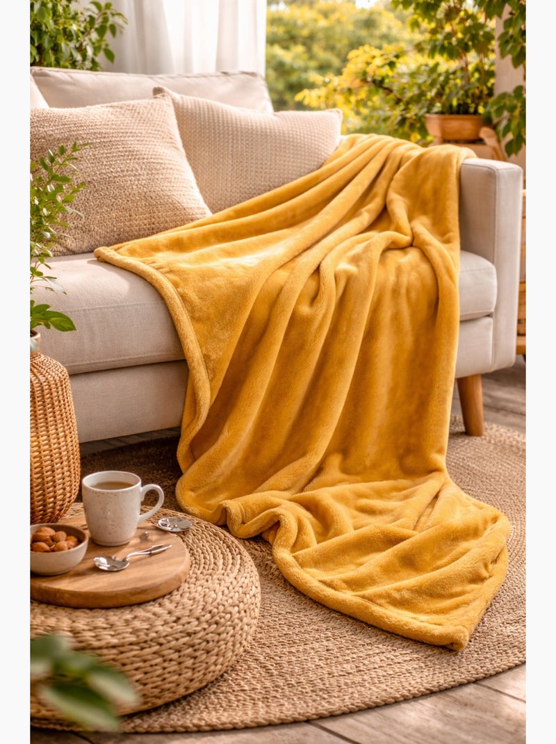 Plaid uni Doudou Jaune - Kiabi