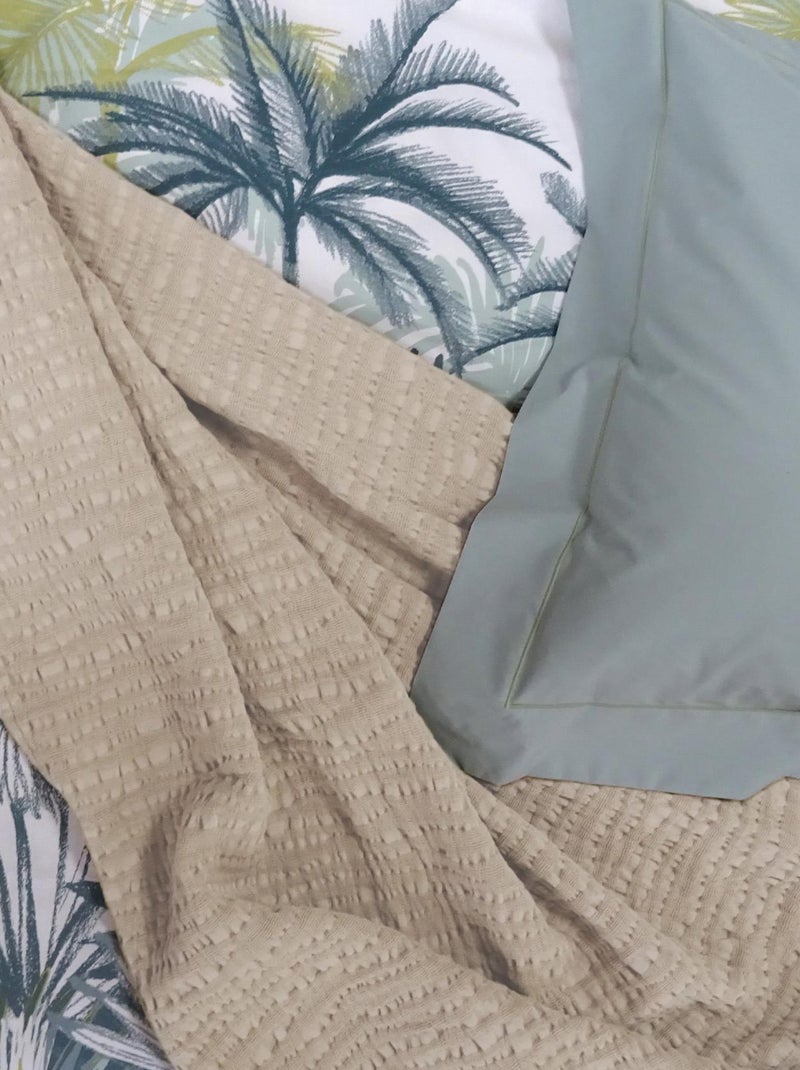 Plaid uni en 100% coton Beige clair - Kiabi