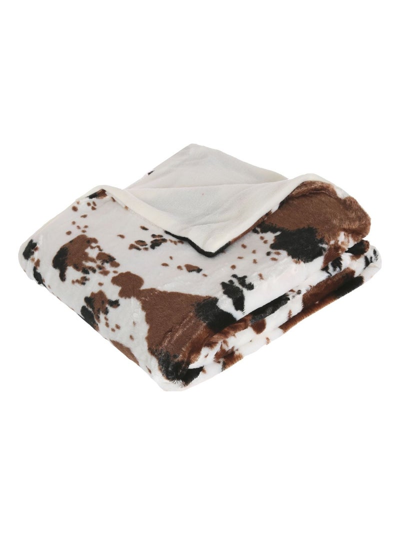 Plaid Vache - 130 x 160 cm  et marron Blanc - Kiabi