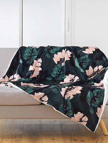 Plaid velours 125x150 cm sherpa Belline émeraude - Kiabi