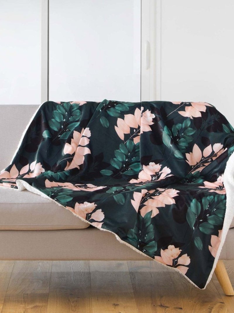 Plaid velours 125x150 cm sherpa Belline émeraude Vert - Kiabi