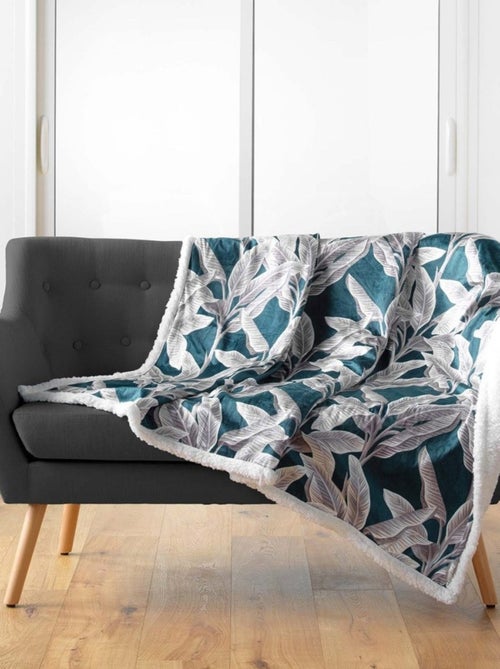 Plaid velours 125x150 cm sherpa Isibelle bleu - Kiabi