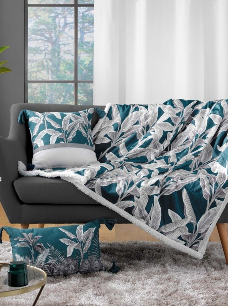 Plaid velours 125x150 cm sherpa Isibelle bleu Bleu - Kiabi