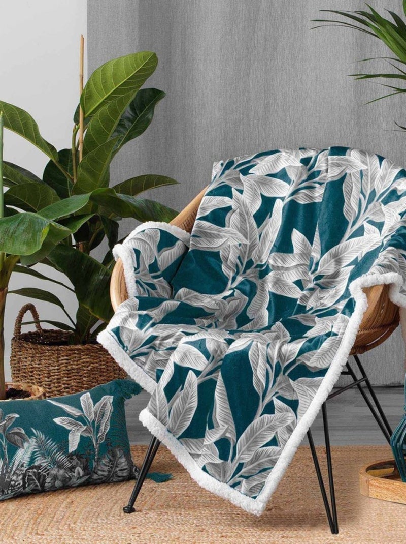 Plaid velours 125x150 cm sherpa Isibelle bleu Bleu - Kiabi