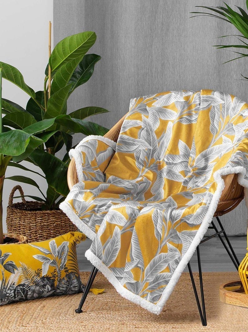 Plaid velours 125x150 cm sherpa Isibelle jaune Jaune - Kiabi