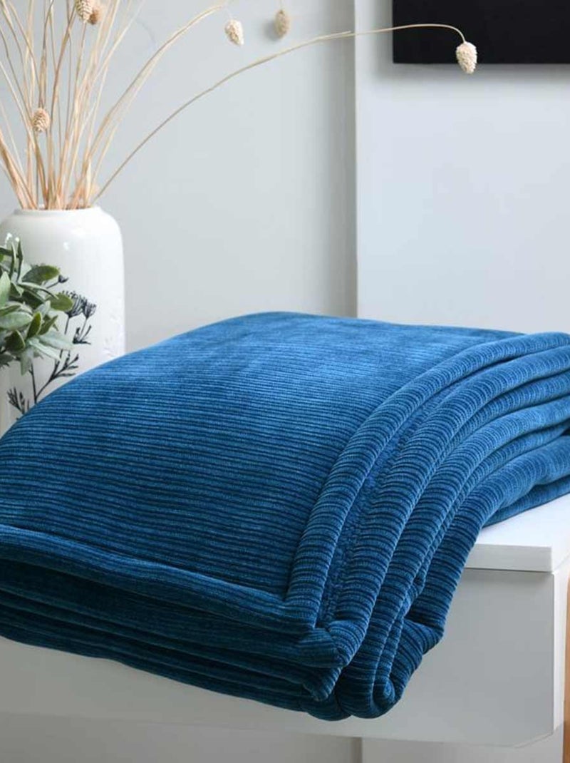 Plaid velours côtelé Clayton Bleu - Kiabi