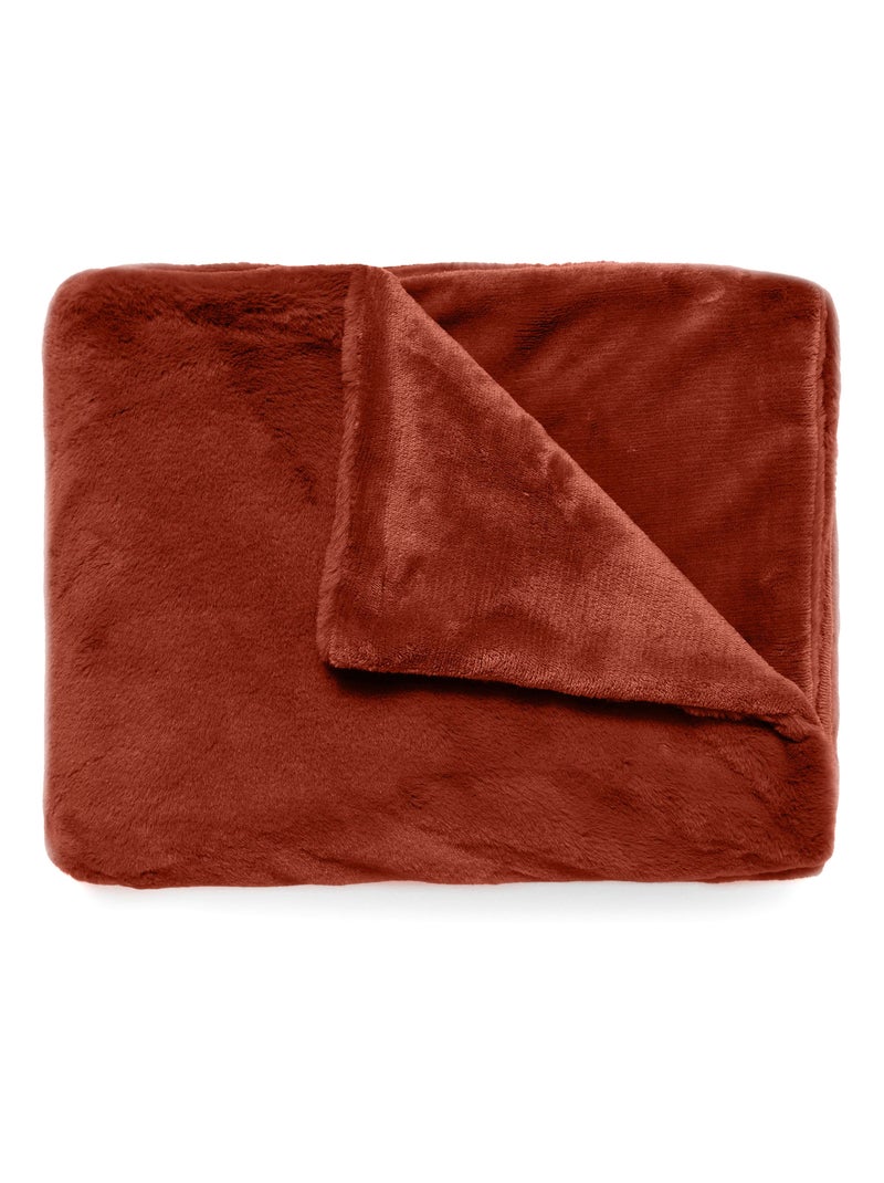 Plaid WOODLAND en fausse fourrure doublée velours Rouge foncé - Kiabi