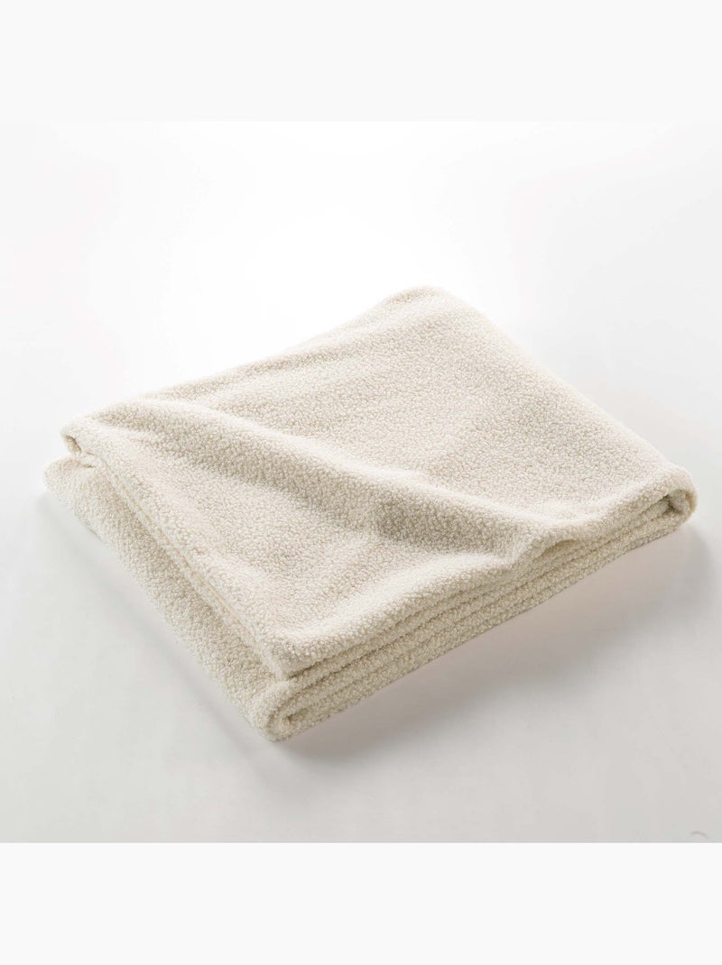 Plaid Wooly Bouclette Unie Beige clair - Kiabi