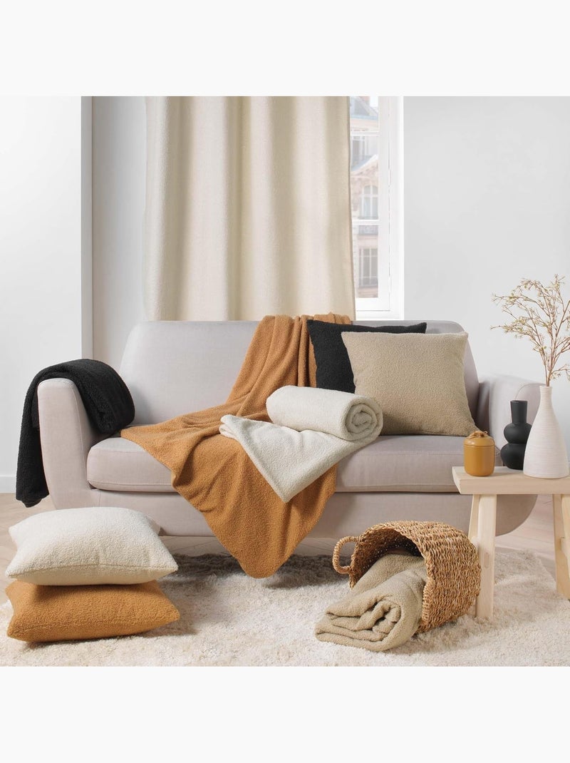 Plaid Wooly Bouclette Unie Beige clair - Kiabi