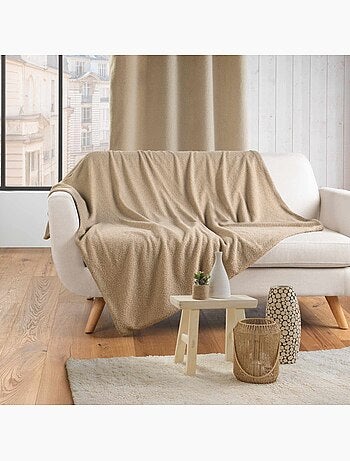 Plaid xxl 220x240 en bouclette coloris beige