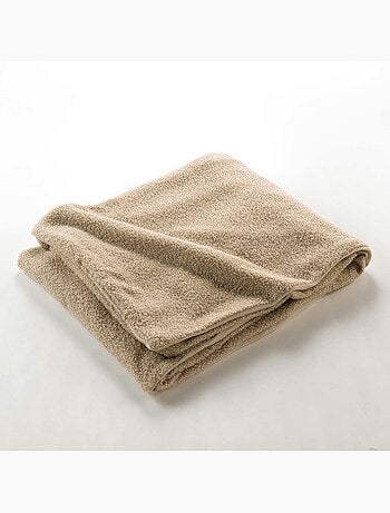 Plaid xxl 220x240 en bouclette coloris beige