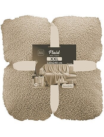 Plaid xxl 220x240 en bouclette coloris beige