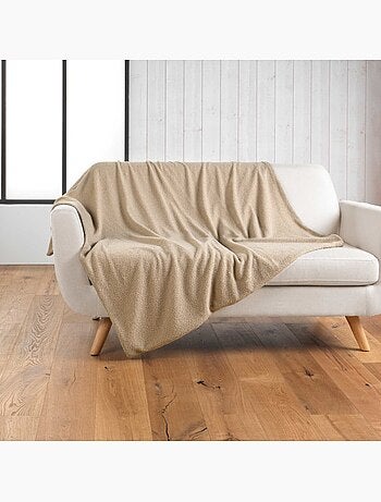 Plaid xxl 220x240 en bouclette coloris beige