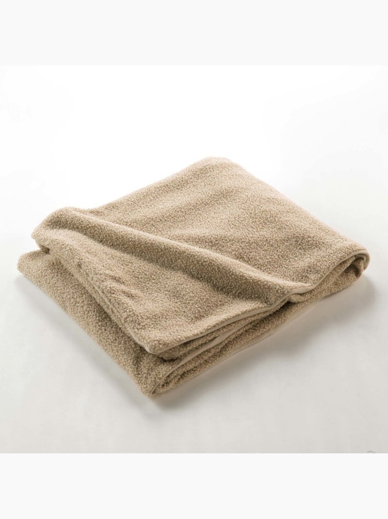 Plaid xxl 220x240 en bouclette coloris beige Beige foncé - Kiabi