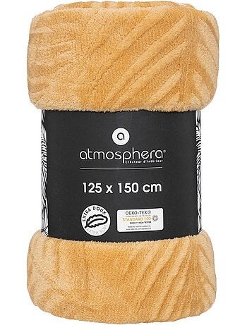 Plaid "Zoa" en flanelle 150x125cm jaune ocre