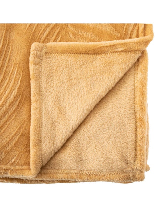 Plaid "Zoa" en flanelle 150x125cm jaune ocre - Kiabi
