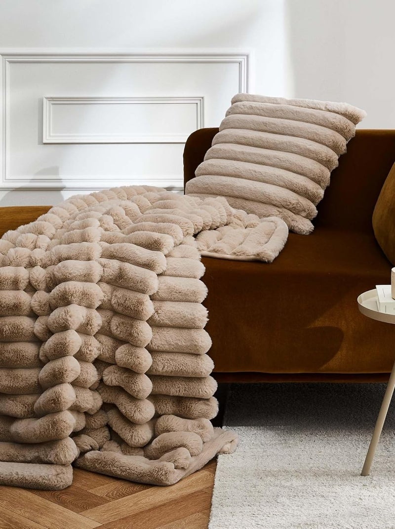 Plaids Polyester BOUDOIR Douceur d'Intérieur Beige sable - Kiabi