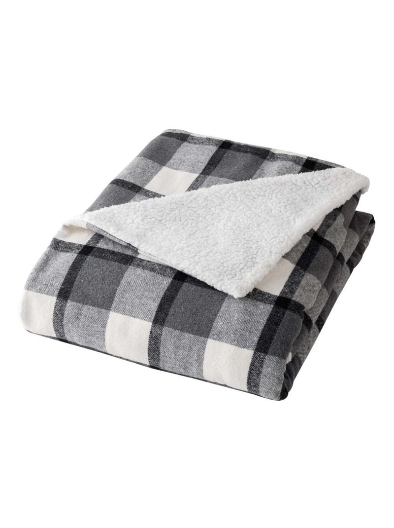 Plaids Polyester ECOSSAIS Douceur d'Intérieur gris anthracite - Kiabi