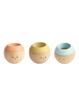 Plan Toys - Têtes sensorielles en bois pastel