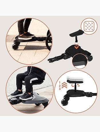 Planche à roulettes pour poussette - LIONELO Buggyboard - Universelle - Avec siège