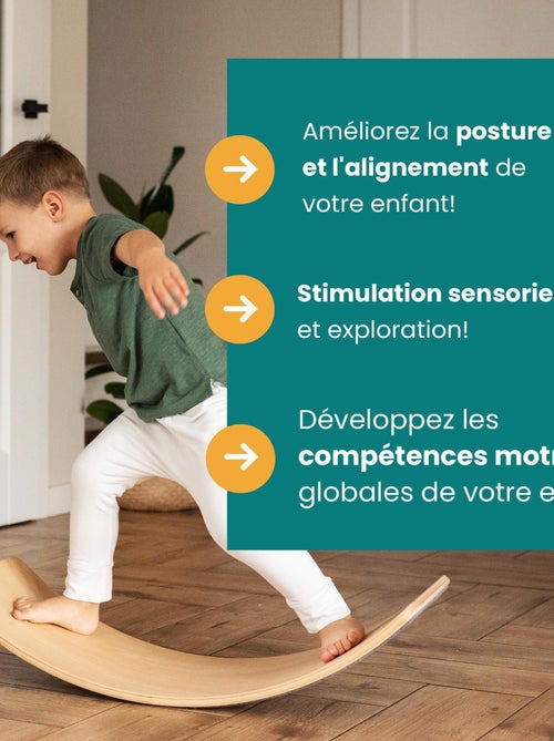 Planche Balancer pour Enfants 80x30cm Montessori, Naturel avec Feutre - Kiabi