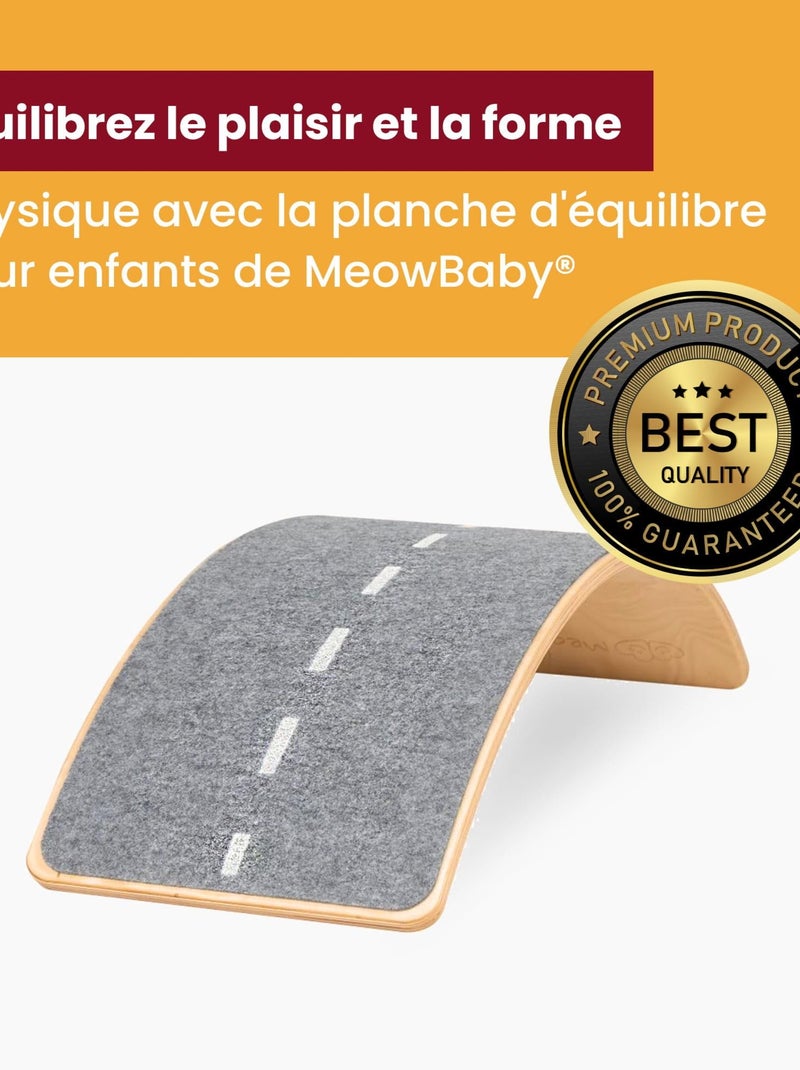 Planche Balancer pour Enfants 80x30cm Montessoriavec Feutre ris Autoroute Gris - Kiabi