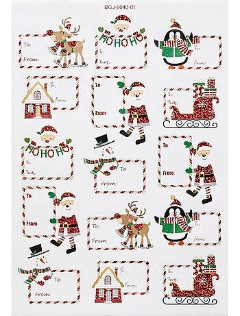 Planche de 30 étiquettes cadeaux 14,8 x 21 cm autocollantes décor pop