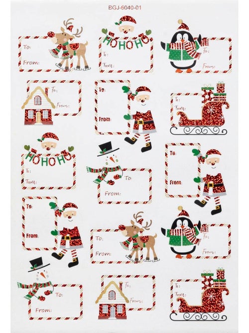 Planche de 30 étiquettes cadeaux 14,8 x 21 cm autocollantes décor pop - Kiabi