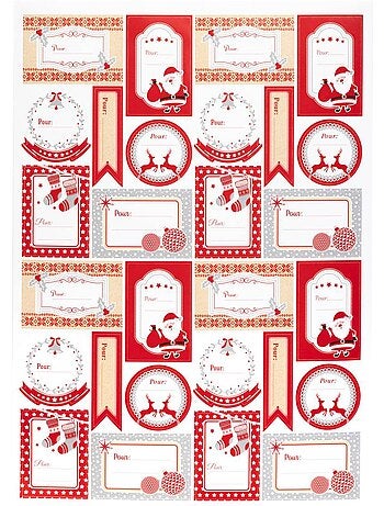 Planche de 46 étiquettes cadeau 21 x 29,7 cm décor pop