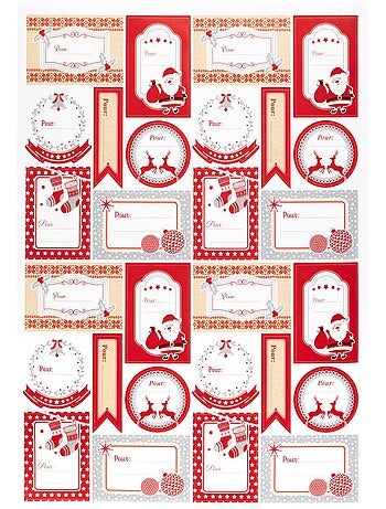 Planche de 46 étiquettes cadeau 21 x 29,7 cm décor pop