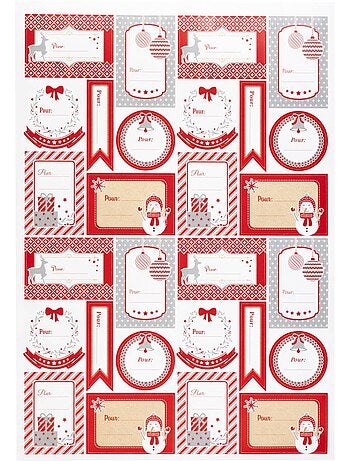 Planche de 46 étiquettes cadeau 21 x 29,7 cm décor pop