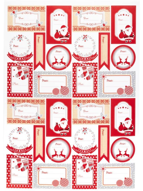 Planche de 46 étiquettes cadeau 21 x 29,7 cm décor pop - Kiabi