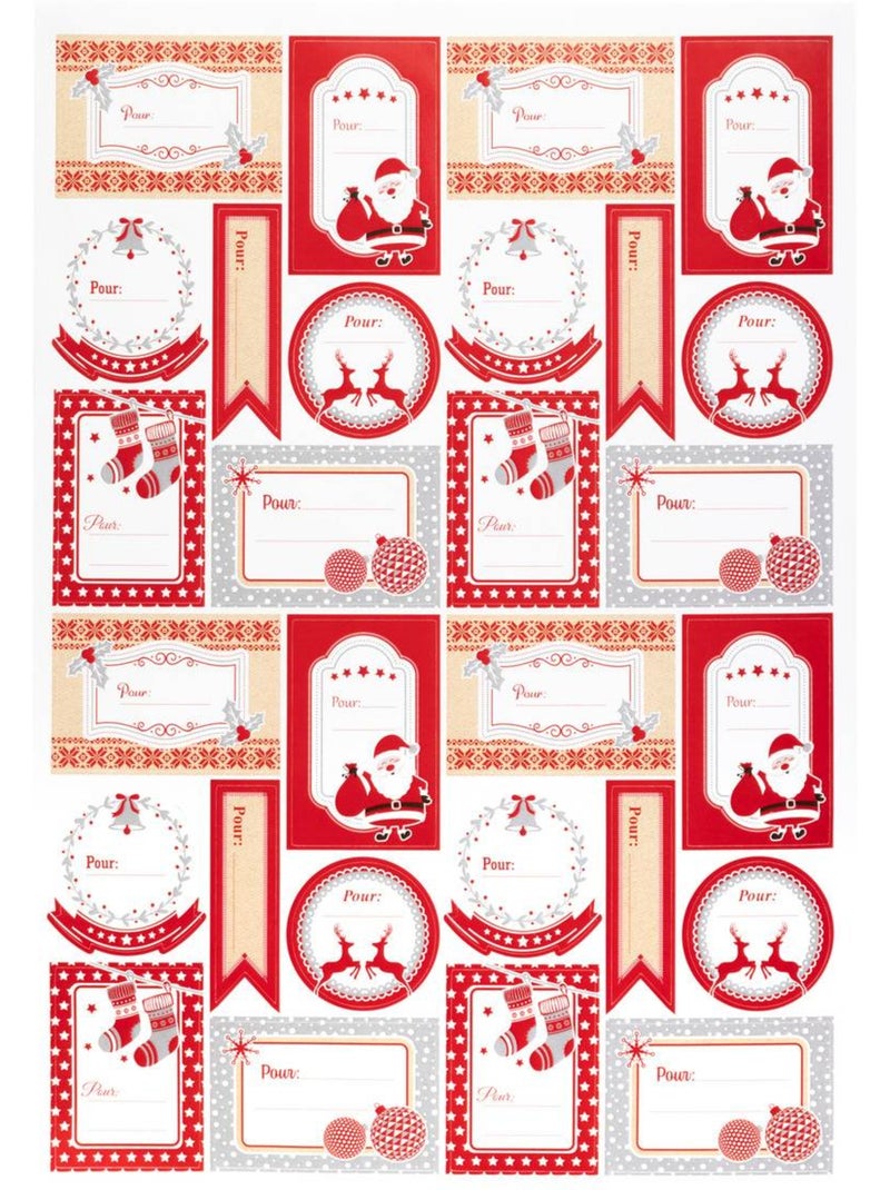 Planche de 46 étiquettes cadeau 21 x 29,7 cm décor pop Multicolore - Kiabi