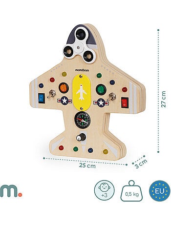 Planche de manipulation bois avion 10 led enfant mamabrum