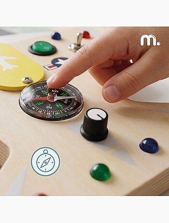 Planche de manipulation bois avion 10 led enfant mamabrum