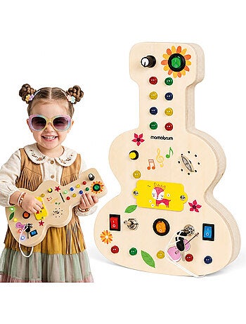 Planche de manipulation bois guitare led musique enfant mamabrum