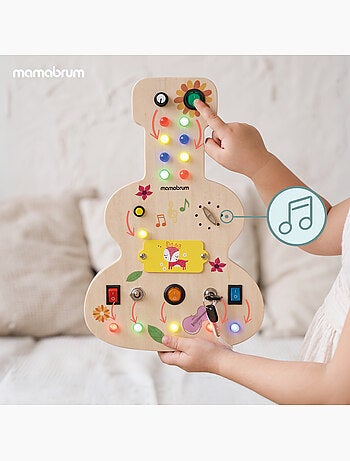 Planche de manipulation bois guitare led musique enfant mamabrum