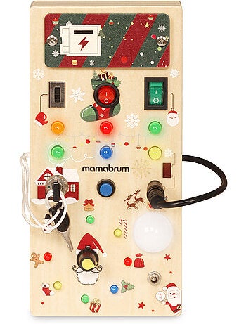 Planche de manipulation en bois de noël lumineuse mamabrum