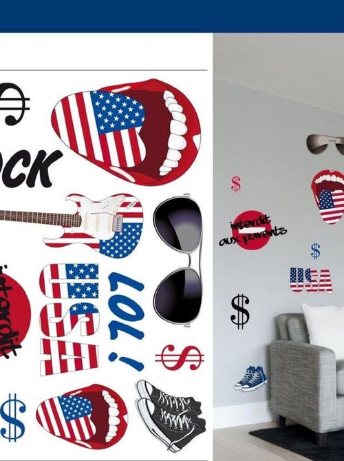 Planche de stickers muraux États-Unis - Kiabi