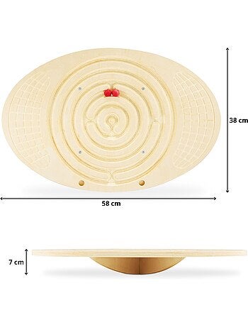 Planche d’équilibre bois labyrinthe enfants adultes coordination motrice