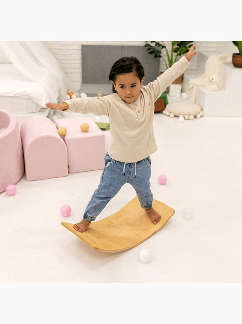 Planche d'équilibre enfant en bois avec feutre, inspirée montessori - Kiabi