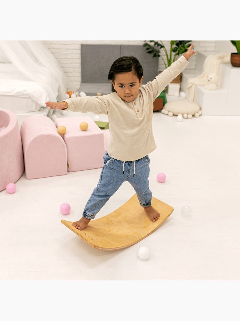 Planche d'équilibre enfant en bois avec feutre, inspirée montessori Bleu - Kiabi