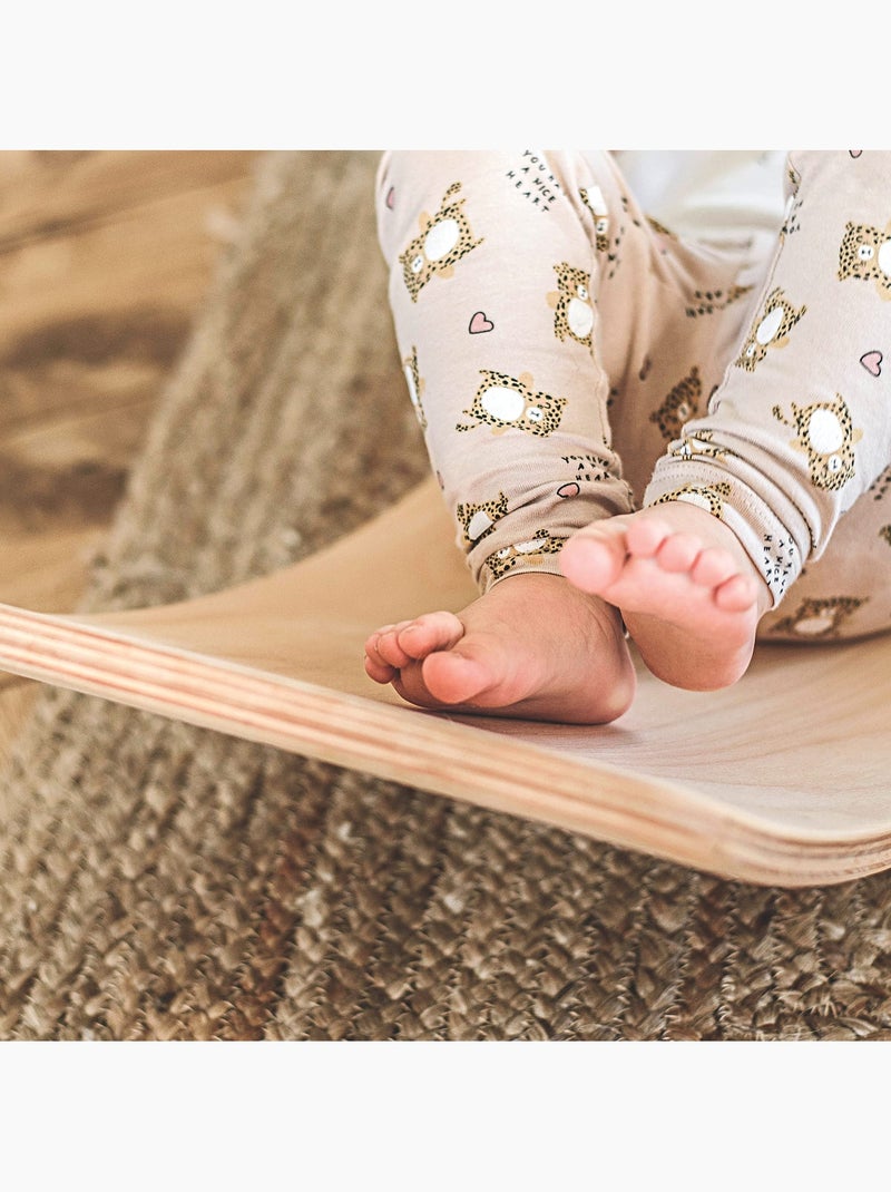 Planche d'équilibre enfant en bois avec feutre, inspirée montessori Bleu - Kiabi