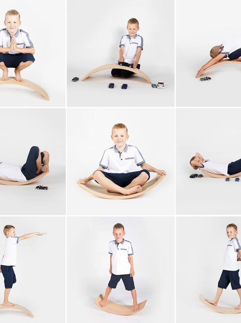 Planche D'équilibre pour Enfants 80x30cm Planche Balancer Montessori, Balance Board Beige - Kiabi